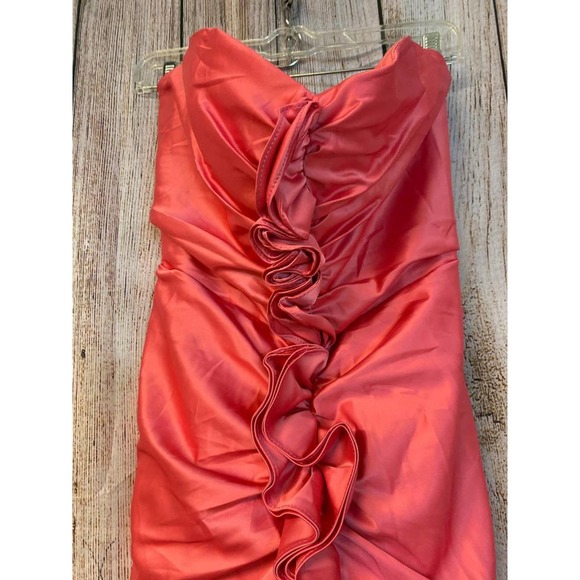 Rubber Ducky Productions stretch strapless satin poly cocktail dress L - Picture 2 of 7